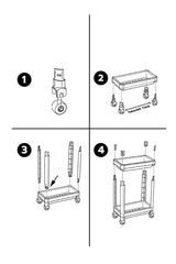 Tezgah Altı Tekerlekli Raf Ünitesi, Siyah