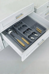 Genişleyebilir Kaşıklık & Bıçaklık Seti – Çekmece İçi Ayarlanabilir Kaşıklık "Gri"