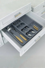 Genişleyebilir Kaşıklık & Bıçaklık Seti – Çekmece İçi Ayarlanabilir Kaşıklık "Gri"