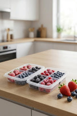 4 Bölmeli Buzdolabı Organizeri 400 ml, Friz Düzenleyici, 2'li Set "Şeffaf"