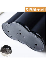 3 bölmeli siyah plastik saksı alt yüzeyi ve drenaj delikleri yakın çekim