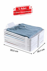 5 Katlı T-Shirt Düzenleyici – Dolap ve Çekmece İçi Kıyafet Organizer, 5’li Set