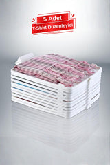 5 Katlı T-Shirt Düzenleyici – Dolap ve Çekmece İçi Kıyafet Organizer, 5’li Set