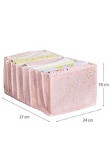 Pembe yıldız desenli kumaş iç çamaşırı düzenleyici izgarası, 37x24x18 cm ölçülerde