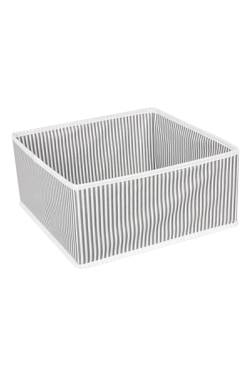 Gri beyaz çizgili katlanabilir kumaş düzenleyici kutu