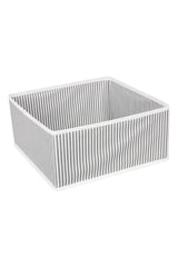 Gri beyaz çizgili katlanabilir kumaş düzenleyici kutu