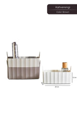 Kahverengi ve beyaz, katlanabilir plastik saklama kutuları, ölçüleri 20x12x8 cm, organizasyon kutusu