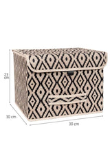 30x30x23 cm boyutlarında siyah desenli saklama kutusu