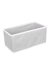 Gri ve beyaz çizgili dikdörtgen kumaş saklama kutusu