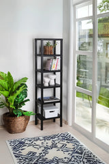 6 Katlı Dikey Raf Düzenleyici Plastik Raf Ünitesi Siyah, Kitaplık, Banyo, Mutfak Rafı, Siyah