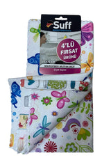 Suff marka mikrofiber mutfak bezi paketi, renkli kelebek ve çiçek desenli 4'lü set