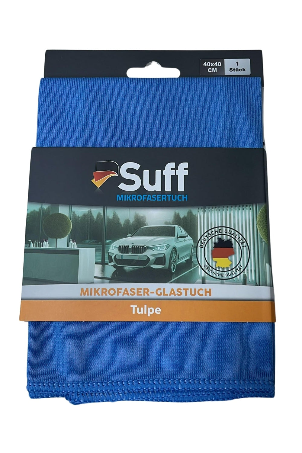 Mavi Suff mikrofiber cam bezi, 40x40 cm, Alman kalitesi, araba ve ev temizliği için uygun