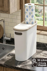 10 Litre Modern Tasarım Çöp Kovası – Banyo, Ofis, Mutfak İçin Hijyenik & Pratik Atık Kutusu, Krem