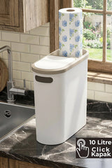 10 Litre Modern Tasarım Çöp Kovası – Banyo, Ofis, Mutfak İçin Hijyenik & Pratik Atık Kutusu, Krem