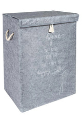 Gri Renk Keçe Kapaklı Mega Kutu Çamaşır Sepeti Eşya Saklama Kutusu 55x41x30 Cm Gri