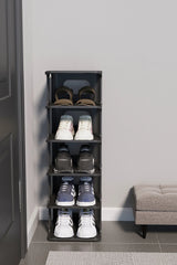 Siyah Lüx Yeni Model Modern 5 Katlı Ayakkabılık Portatif Ayakkabı Standı 5 Katlı