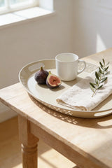 Oval Metal Servis ve Sunum Tepsisi, Büyük Tepsi, Çay Kahve Tepsisi "Cappucino"