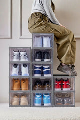 6 Katlı Katlanabilir Ayakkabılık, Taşınabilir Çok Amaçlı, Geniş Katlanabilir Dolap ve Raf "Antrasit"