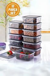 12'li Kapaklı Saklama Kabı Seti 250 Ml, Sızdırmaz Kahvaltılık Çerezlik Meyve Saklama Kutusu