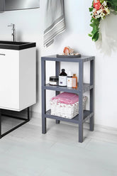 3 Katlı Dikey Raf Düzenleyici Plastik Raf Ünitesi Siyah, Kitaplık, Banyo, Mutfak Rafı, Gri