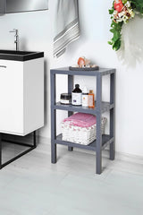 3 Katlı Dikey Raf Düzenleyici Plastik Raf Ünitesi Siyah, Kitaplık, Banyo, Mutfak Rafı, Gri