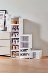 6 Katlı, Katlanabilir Ayakkabılık, Taşınabilir Çok Amaçlı, Geniş, Katlanabilir Dolap ve Raf "Beyaz"