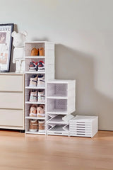 6 Katlı, Katlanabilir Ayakkabılık, Taşınabilir Çok Amaçlı, Geniş, Katlanabilir Dolap ve Raf "Beyaz"