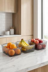 Buzdolabı Raf Düzenleyici Organizer 2,4 Lt – Füme Saklama Kabı 3’lü Set