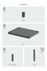 Ombeg Dekoratif 4 Katlı Plastik Çok Amaçlı Banyo Düzenleyici Saksılık Kitaplık Antrasit