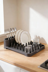 Tezgah Üstü Bulaşıklık ve Kurutma Standı – Çatal Kaşık Bölmeli Bulaşıklık "Gri"