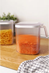 2500 ml 2'li Kulplu Kapaklı Saklama Kabı Seti, Şeffaf