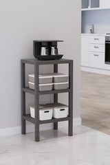 Ombeg Dekoratif (düz ) 3 Katlı Plastik Çok Amaçlı Banyo Düzenleyici Saksılık Kitaplık Antrasit