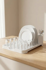 Tezgah Üstü Bulaşıklık ve Kurutma Standı – Çatal Kaşık Bölmeli Bulaşıklık "Beyaz"