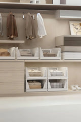 Dolap İçi 3'lü Kayar Raf Organizer, 3 Katlı Dolap İçi Düzenleyici Raf "Beyaz"