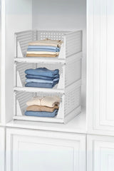 Dolap İçi 3'lü Kayar Raf Organizer, 3 Katlı Dolap İçi Düzenleyici Raf "Beyaz"