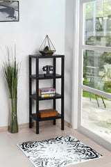 4 Raflı Dikey Raf Düzenleyici Plastik Raf Ünitesi Siyah, Kitaplık, Banyo, Mutfak Rafı, Siyah