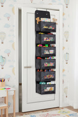 6 Gözlü Çok Amaçlı Kapı Arkası Organizer Düzenleyici "Siyah"