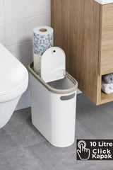 10 Litre Modern Tasarım Çöp Kovası – Banyo, Ofis, Mutfak İçin Hijyenik & Pratik Atık Kutusu, Krem