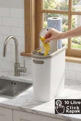 10 Litre Modern Tasarım Çöp Kovası – Banyo, Ofis, Mutfak İçin Hijyenik & Pratik Atık Kutusu, Krem