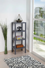 4 Katlı Dikey Raf Düzenleyici Plastik Raf Ünitesi Siyah, Kitaplık, Banyo, Mutfak Rafı, Gri