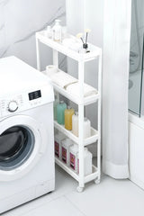 4 Katlı Tekerlekli Çok Amaçlı Slim Raf Düzenleyici, Mutfak Rafı, Banyo Rafı