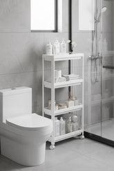 4 Katlı Tekerlekli Çok Amaçlı Slim Raf Düzenleyici, Mutfak Rafı, Banyo Rafı
