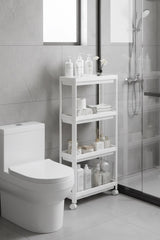 4 Katlı Tekerlekli Çok Amaçlı Slim Raf Düzenleyici, Mutfak Rafı, Banyo Rafı