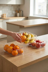 Buzdolabı Raf Düzenleyici Organizer 2,4 Lt – Şeffaf Saklama Kabı 3’lü Set