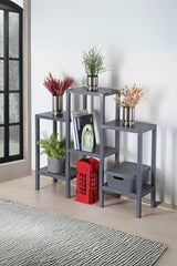 6 Katlı Düzenleyici Plastik Raf Ünitesi, Kitaplık, Banyo, Mutfak Rafı, Gri