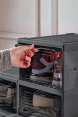 6 Katlı Katlanabilir Ayakkabılık, Taşınabilir Çok Amaçlı, Geniş Katlanabilir Dolap ve Raf "Antrasit"