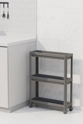 3 Katlı Tekerlekli Slim Raf Ünitesi, Mutfak Rafı, Banyo Rafı