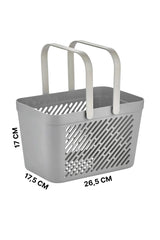 Çift Kulplu Çok Amaçlı Sepet, Dolap İçi Düzenleyici Sepet, Gri