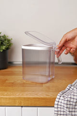 Kulplu Kapaklı Erzak Saklama Kabı 2,5 Lt - Hava Geçirmez Kapaklı Saklama Kabı 2'li Set, Şeffaf