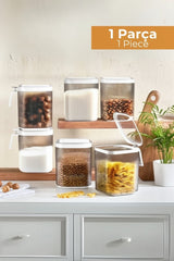 Kulplu Kapaklı Erzak Saklama Kabı 2,5 Lt - Hava Geçirmez Kapaklı Saklama Kabı, Şeffaf